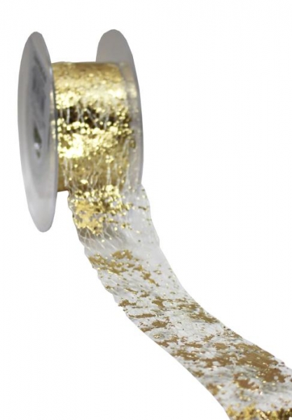 Geschenkband Netz Blattgold Gold/silber 40mm, 20m